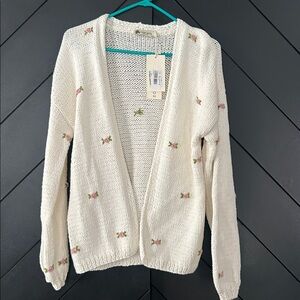 NEW NWT Fanm Mon Handknit Cardigan XS/S FANTASTIC White and Pink